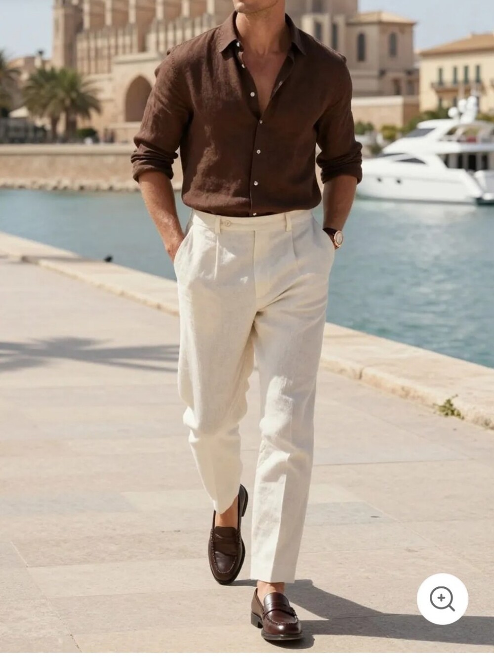 Alan Flusser Cream Pleated Dress Pants